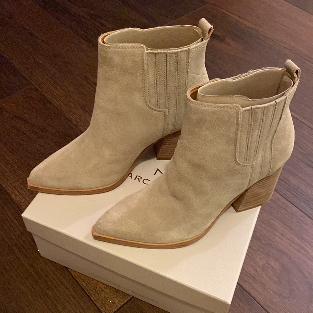 Marc Fisher Oshay Light Gray Suede Ankle Boot